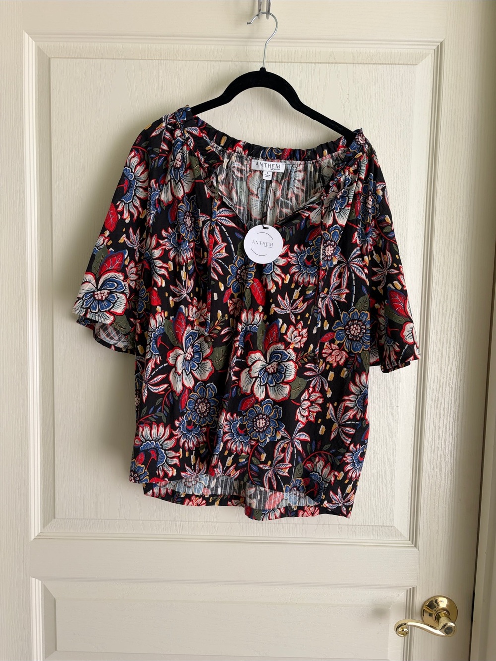 Black Floral Off-Shoulder Women's Top